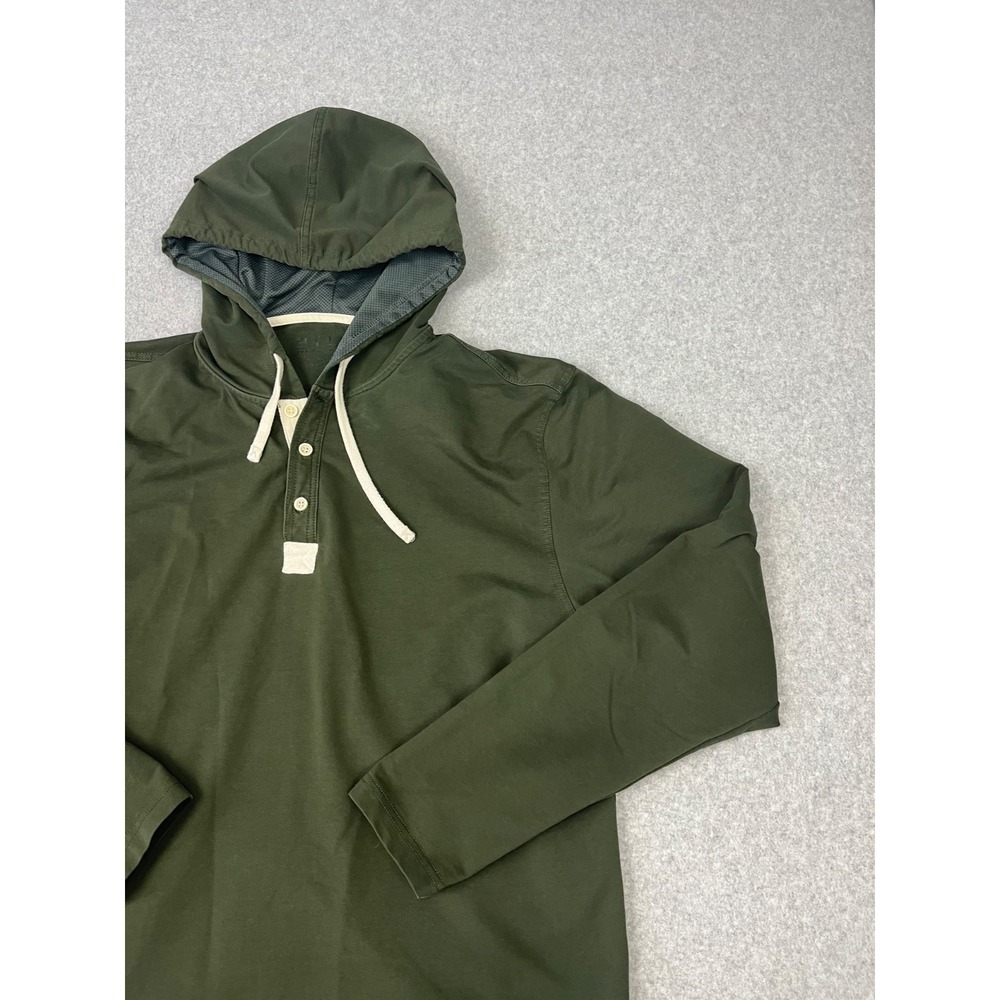 BYLT Drop Cut Lux Henley Shirt Men M Green Hooded Drawstring Stretch Performance - Picture 3 of 10